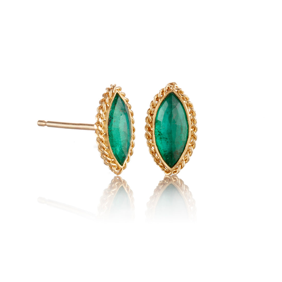 Emerald Marquis Stud Earrings