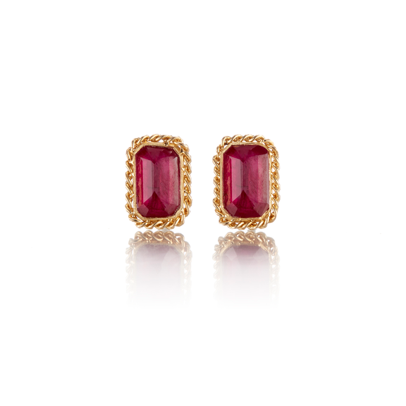 Amáli Rectangular Ruby Stud Earrings