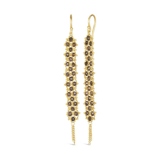 Amáli Champagne Diamond Woven Textile Earrings