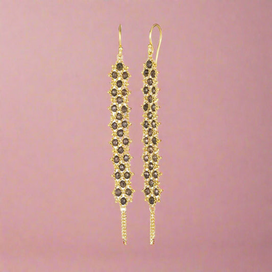 Champagne Diamond Woven Textile Earrings