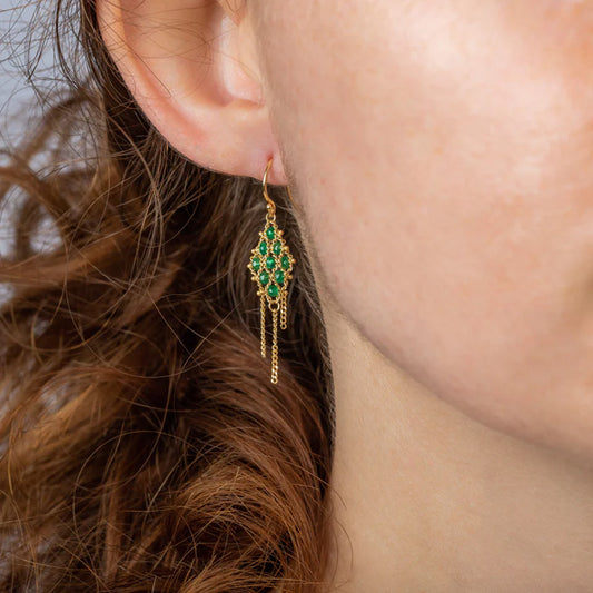 Emerald Woven Lattice Earrings