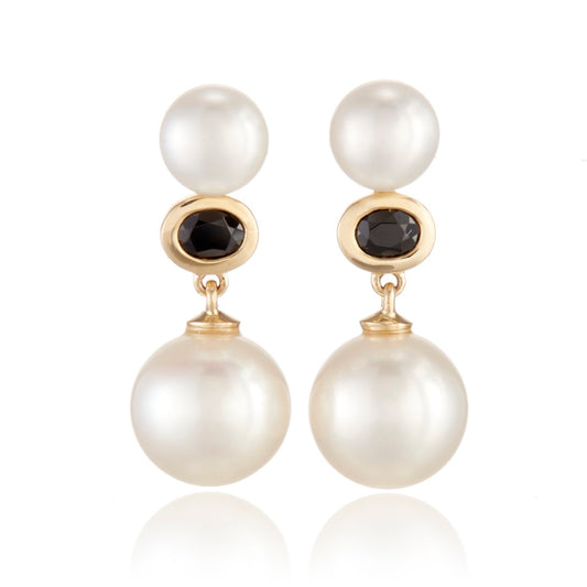 Gump's Signature Odéon Drop Earrings in Pearls & Black Spinel