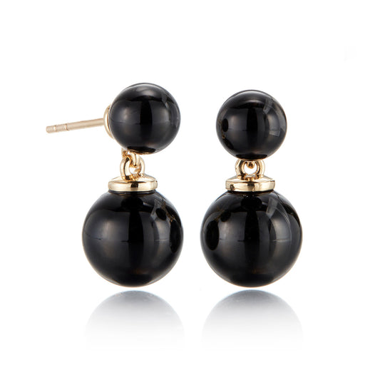 Victoria Earrings in Black Jade