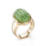Gump's Signature Green Nephrite Jade Ridged Cabochon Ring