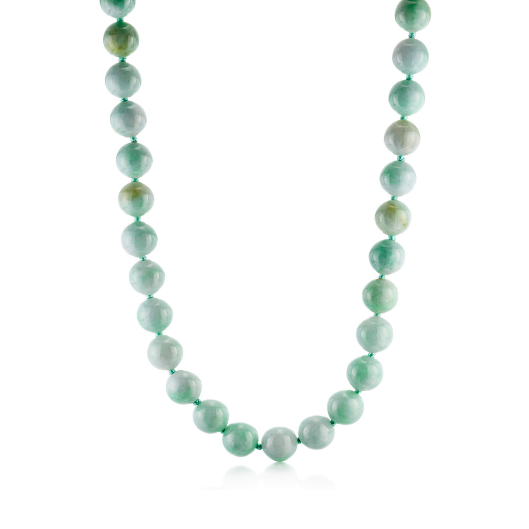 13mm Apple Green Jade Necklace