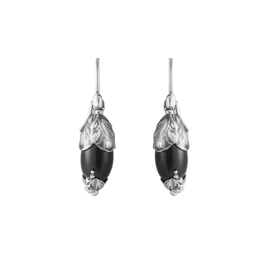 Georg Jensen 2024 Heritage Black Onyx Blossom Drop Earrings