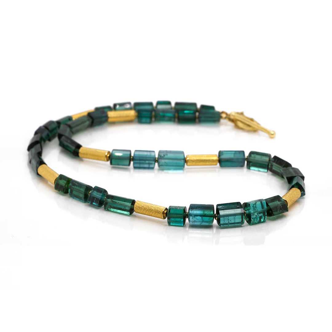 Indicolite Tourmaline Bead Necklace