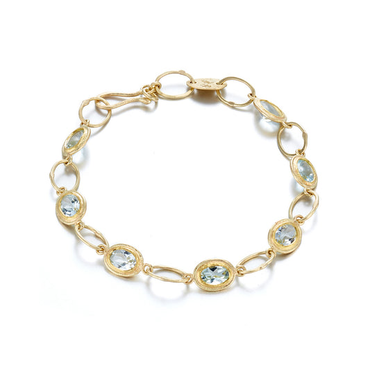 Petra Class Oval Aquamarine Link Bracelet