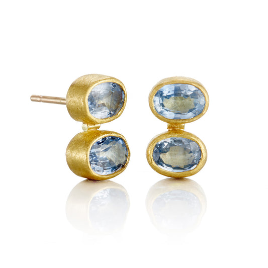 Double Sapphire Oval Earrings