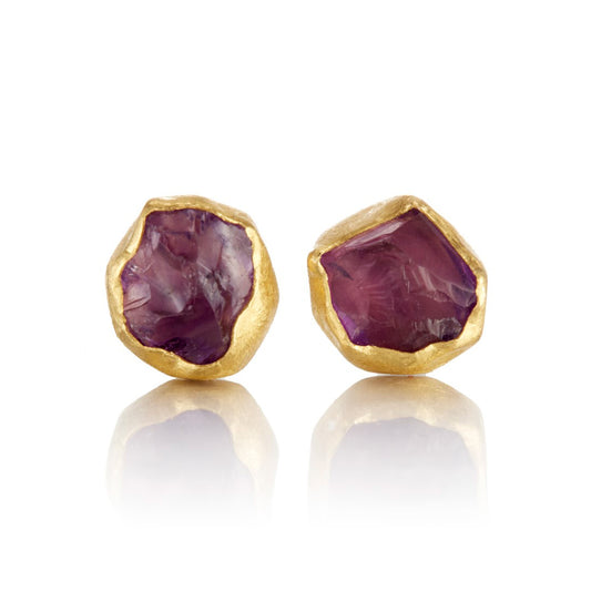 Petra Class Rough Amethyst Organic Earrings