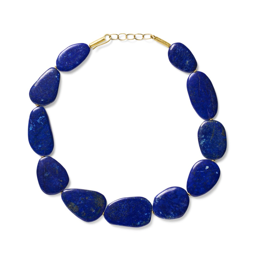 Petra Class Lapis Flat Bead Necklace