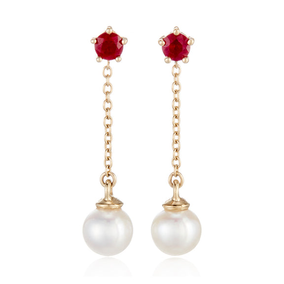 Gump's Signature Niagara Earrings in Pearls & Rubies