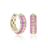 Pink Sapphire Wide Hoop Earrings