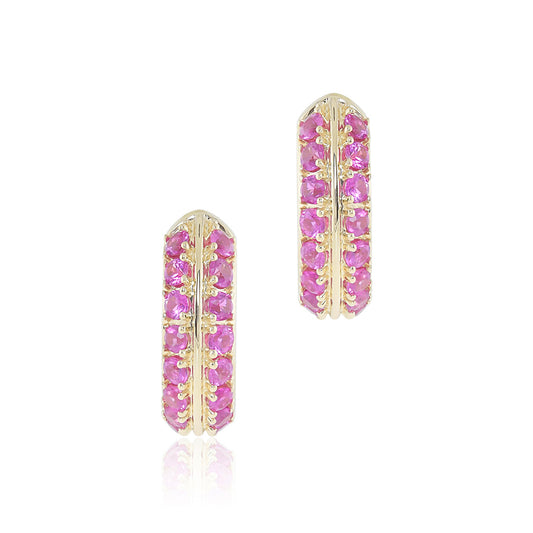 Pink Sapphire Wide Hoop Earrings