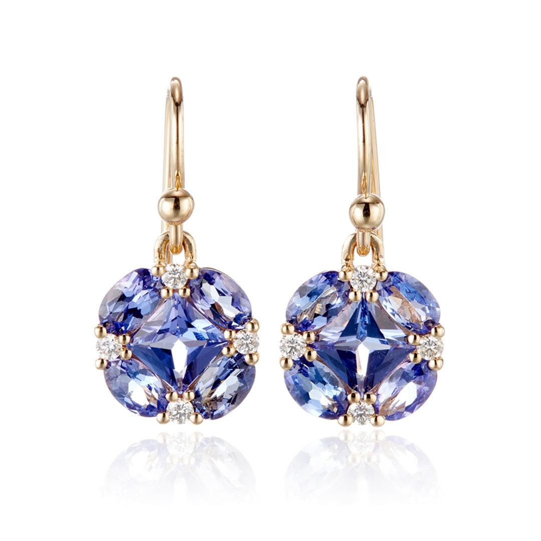 Gump's Signature Quadrille Drop Earrings in Tanzanite & Diamonds