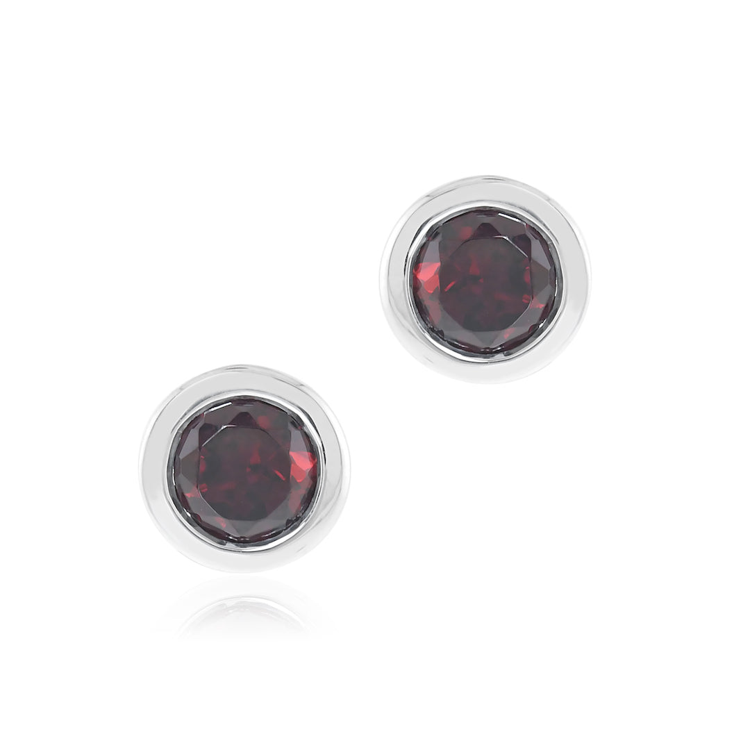 Gump's Signature Silver Mini Dot Earrings in Garnet