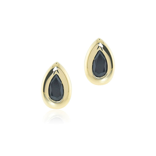 Black Jade Teardrop Stud Earrings