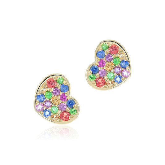 Gump's Signature Rainbow Sapphire Heart Earrings