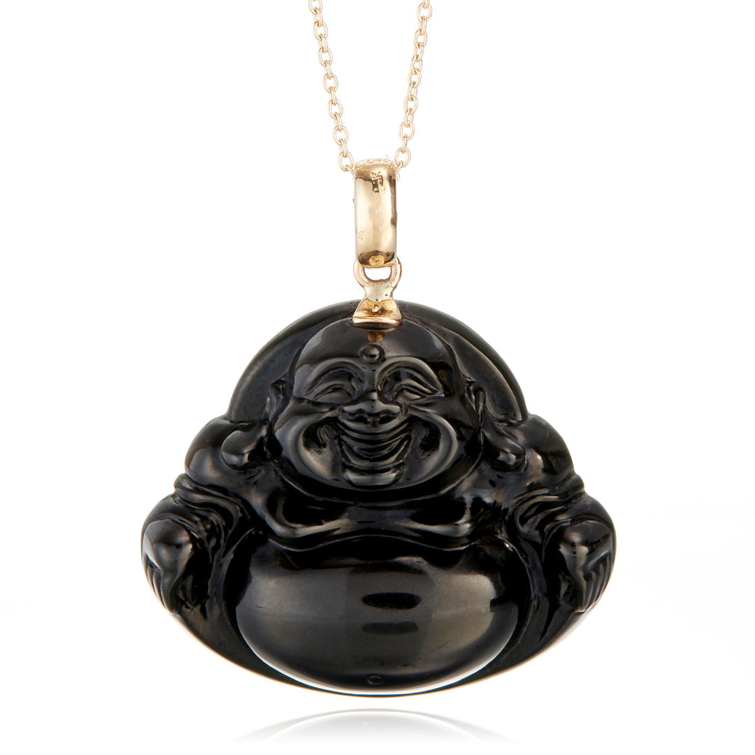 Gump's Signature Black Nephrite Jade Carved Buddha Pendant