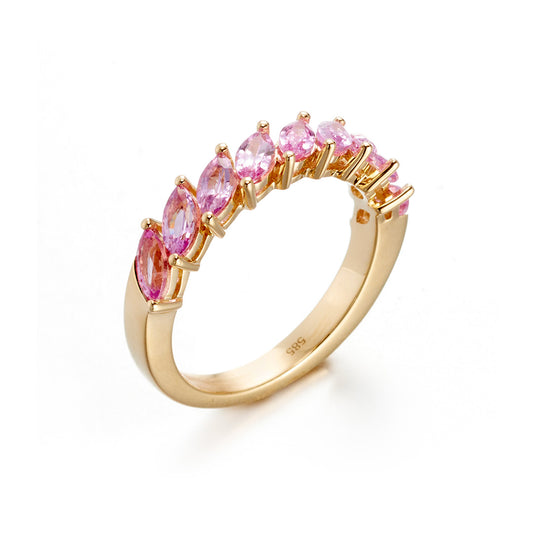 Pink Sapphire Waves Ring