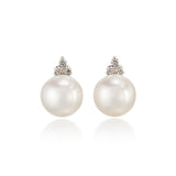 Gump's Signature White Gold Madison Earrings in South Sea Pearls & Diamonds