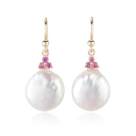 Gump's Signature Madison Drop Earrings in Pearls & Pink Sapphires