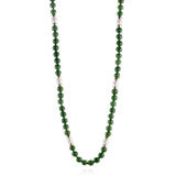 5mm Green Nephrite Jade & Pearl Station Rope Necklace