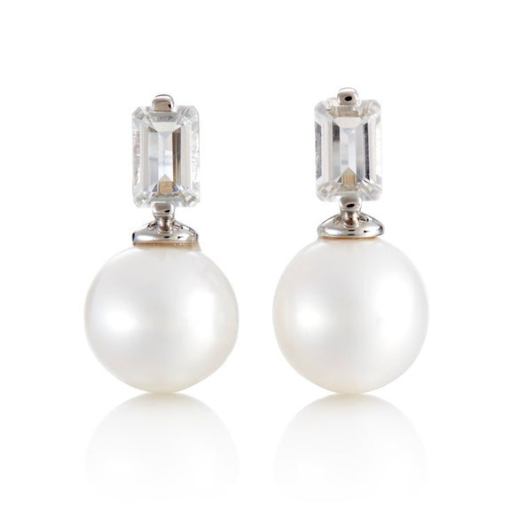 Gump's Signature White Topaz & Pearl Drop Earrings