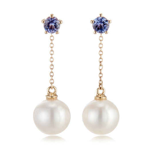 Gump's Signature Niagara Earrings in Pearls & Tanzanites