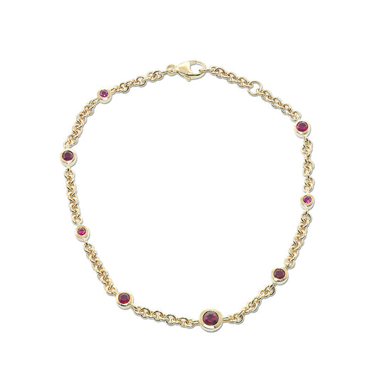 Graduated Ruby Round Link Bracelet