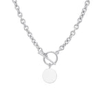 Gump's Signature White Sapphire & Silver Toggle Necklace with Round Disc