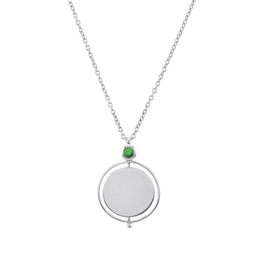 Gump's Signature Tsavorite Silver Pivot Disc Pendant Necklace