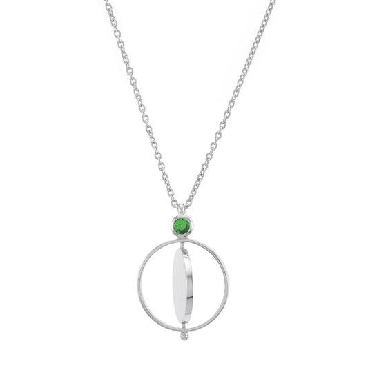 Tsavorite Silver Pivot Disc Pendant Necklace