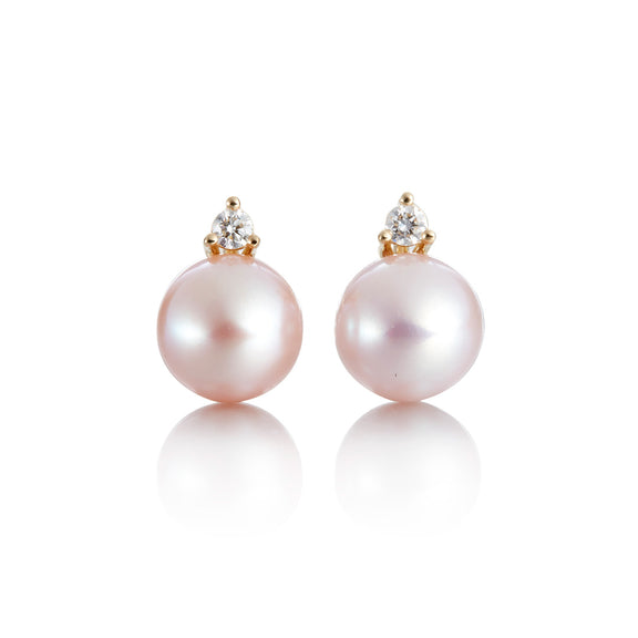 Gump's Signature Diamond-Top Pink Pearl Earrings