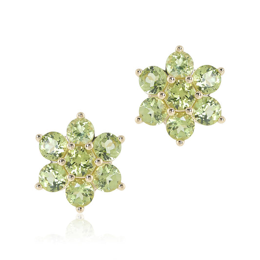 Snowflake Earrings in Peridots