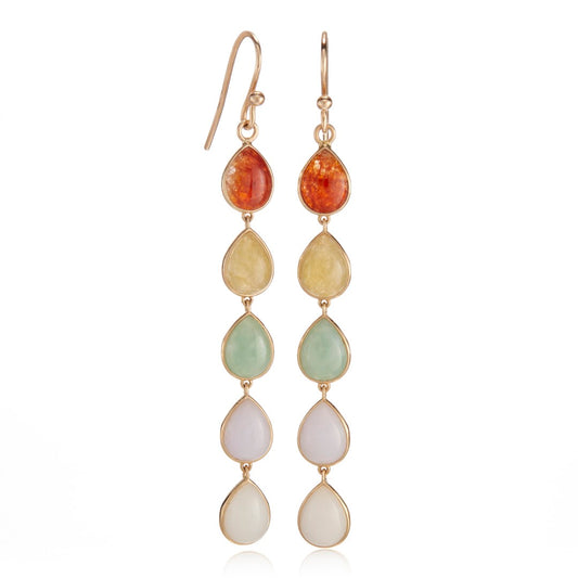 Rainbow Jade Multi-Teardrop Earrings