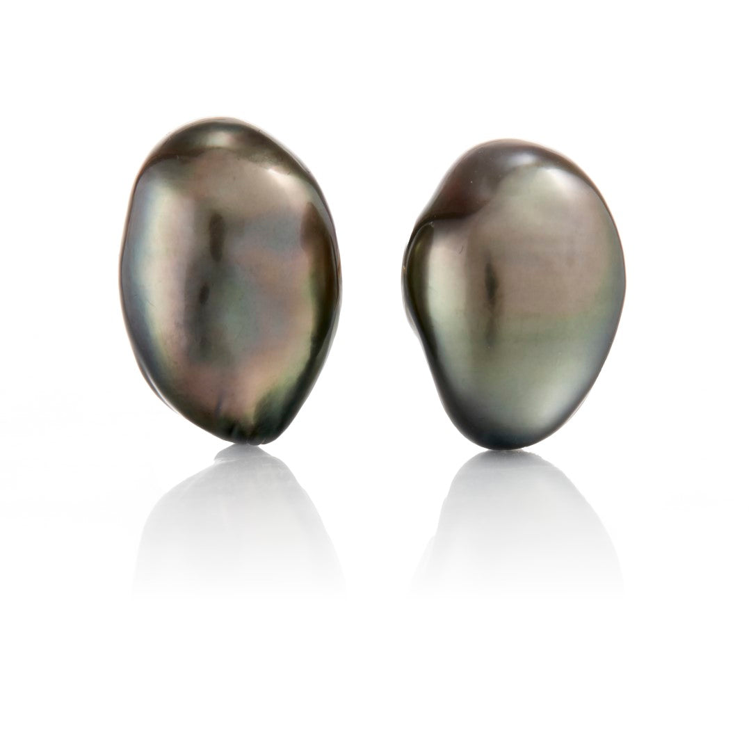 Gump's Signature 15mm Gray Keshi Tahitian Pearl Earrings