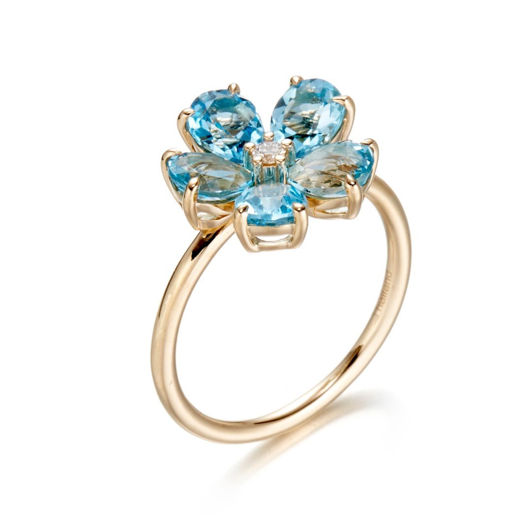 Forget-Me-Not Ring in Swiss Blue Topaz & Diamond