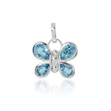 Butterfly Charm in Swiss Blue Topaz & Diamonds