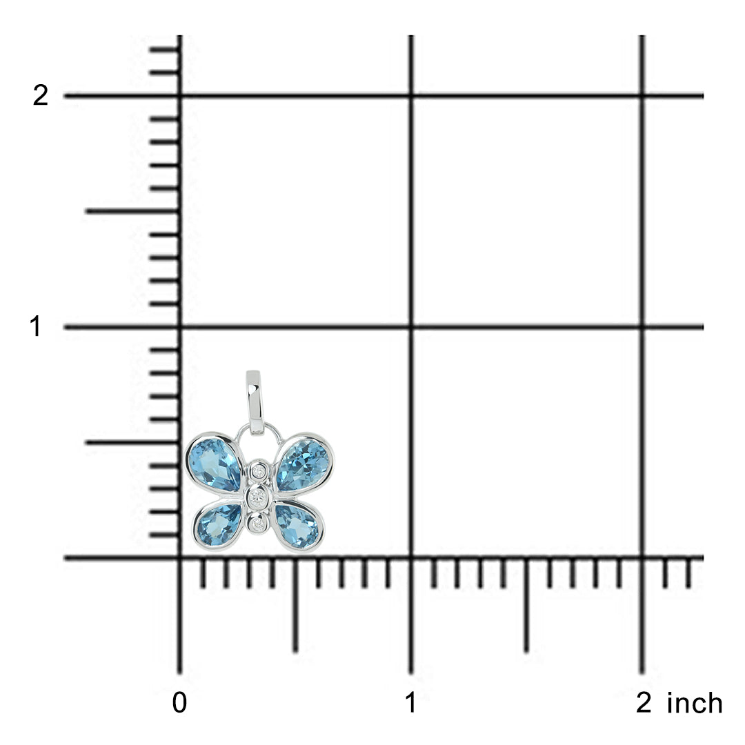 Butterfly Charm in Swiss Blue Topaz & Diamonds