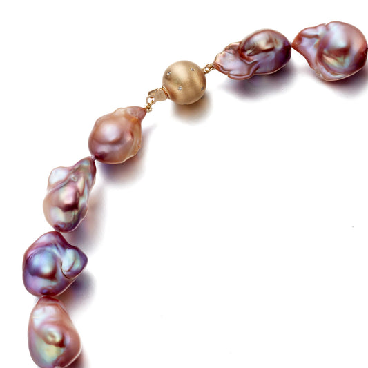 Baroque Pink Mauve Pearl Necklace