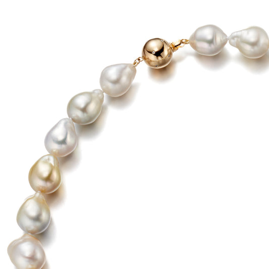 12-16mm Baroque White & Golden South Sea Pearl Necklace