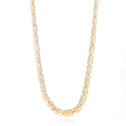 4-6mm Faceted Opal Disc Necklace