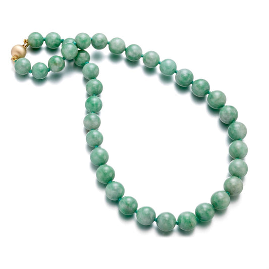 Gump's Signature 10-12mm Apple Green Jadeite Bead Necklace