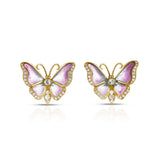 Diamond & Pink Plique-à-Jour Butterfly Earrings