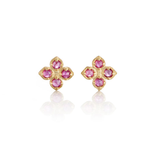 Adel Chefridi Ruby Flower Charm Earrings