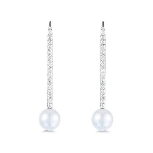 Carbon & Hyde Diamond & Pearl Stick Earrings