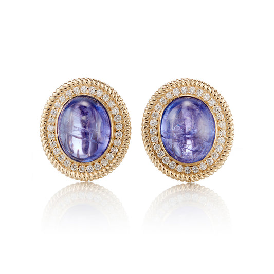 Tanzanite & Diamond Corrugated Earrings