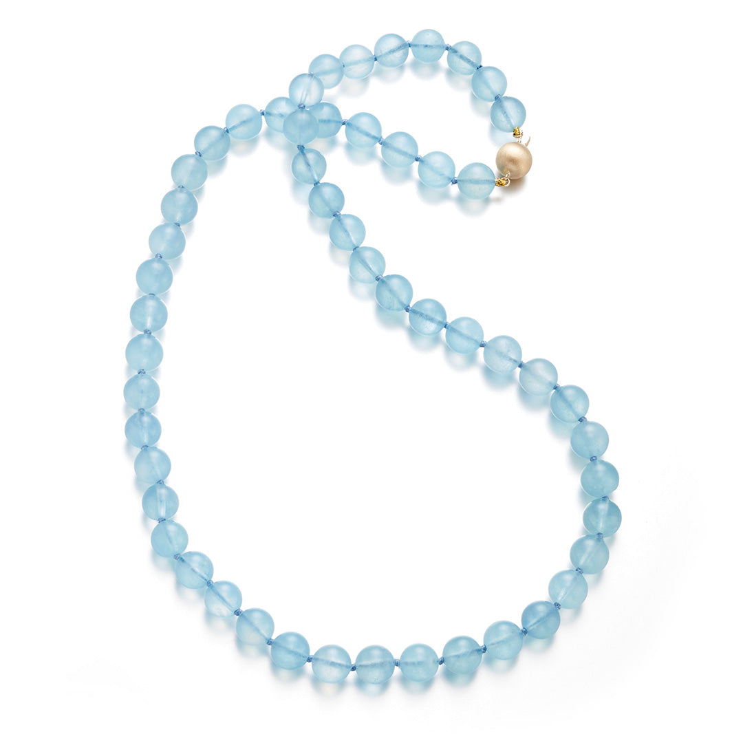 10mm Aquamarine Long Necklace