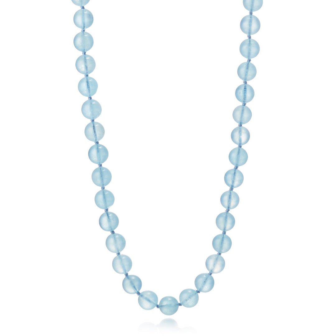 10mm Aquamarine Long Necklace